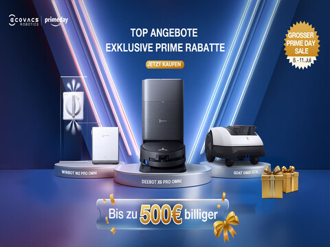 Bis zu 564 Euro sparen bei den ECOVACS Prime Day Deals. (Bildquelle: Ecovacs)