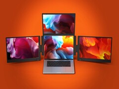 Triple Bosot 14 Pro erweitert einen Laptop um gleich drei 14 Zoll Displays. (Bildquelle: Aura Displays)